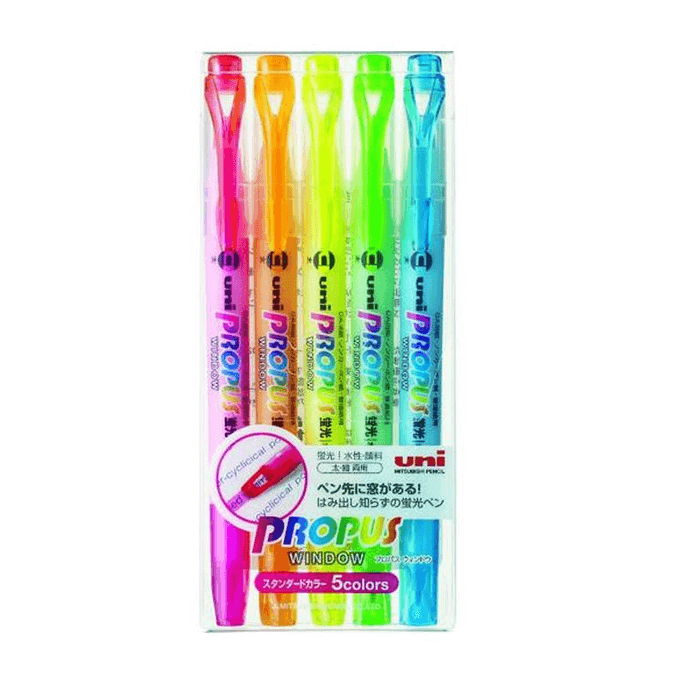 Uni see-through fluorescent pen propus simple 5-color set
