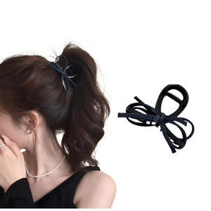 美佳厳選 シンプルなデニムバタフライリボンヘアクリップ、新しい後頭部シニヨン高級ヘアピンサメクリップヘアアクセサリー *1