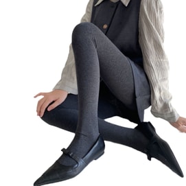 Cotton Blend Basic Versatile Thermal Slim-Fit Fleece-Lined Footed Leggings, Dark Gray-Footed Style F