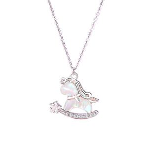 Gold 925 Silver Starlight Cute Horse Necklace Women's Sweater Chain Horse Brand Gift Box 1 * 1cm