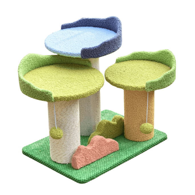 【Expédition directe depuis le Canada】 Canada one for pets Arbre de vie Griffoir Trio | Griffoir naturel en sisal | Jouet boule suspendu | Convient aux familles multi-chats