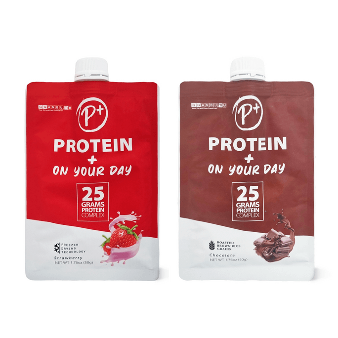 韩国 GGANBU P+ Protein+On Your Day 乳清蛋白独立包装(巧克力和草莓) 14 个