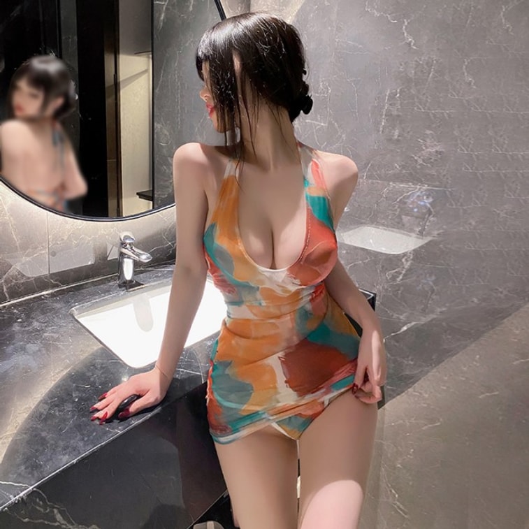 Deep U Groove Halo Printed bag Hip Skirt Style 8