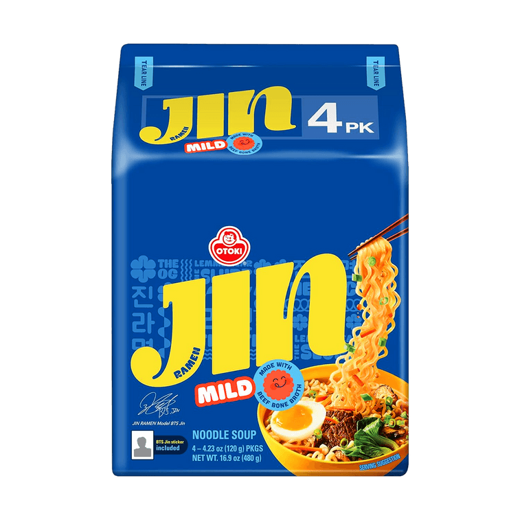 【밸류 팩】순한 진라면 - 한국식 인스턴트 누들, 4팩* 4.23oz 4