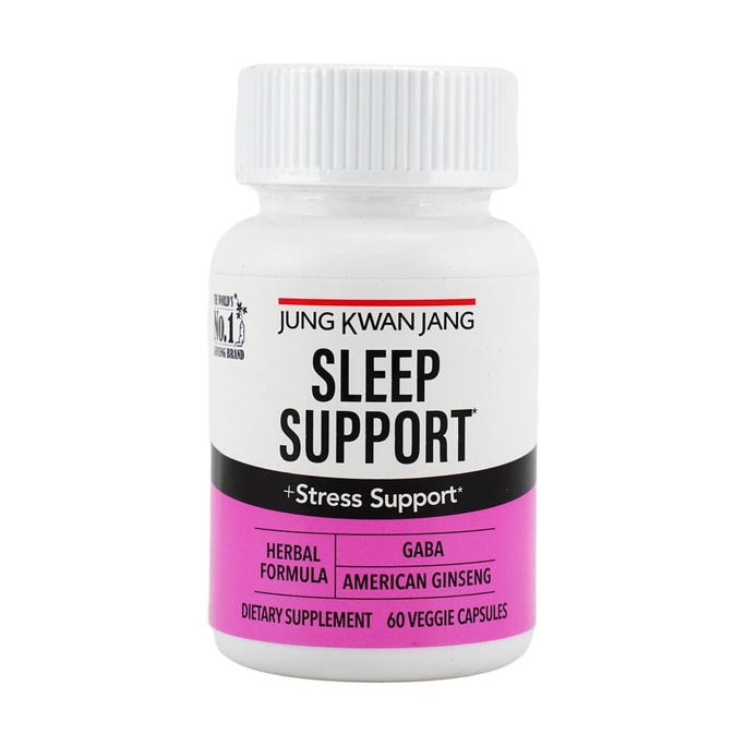 Sleep Support Stress Support, 60 Capsules - ​​Ginseng & GABA​ | Stress Relief + Deep Sleep Enhancement