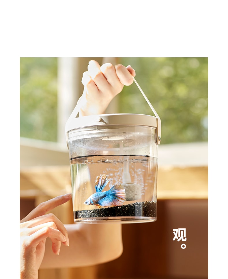 OLAYKS 鱼缸新款小型桌面办公便携式户外打氧无线注氧金鱼缸