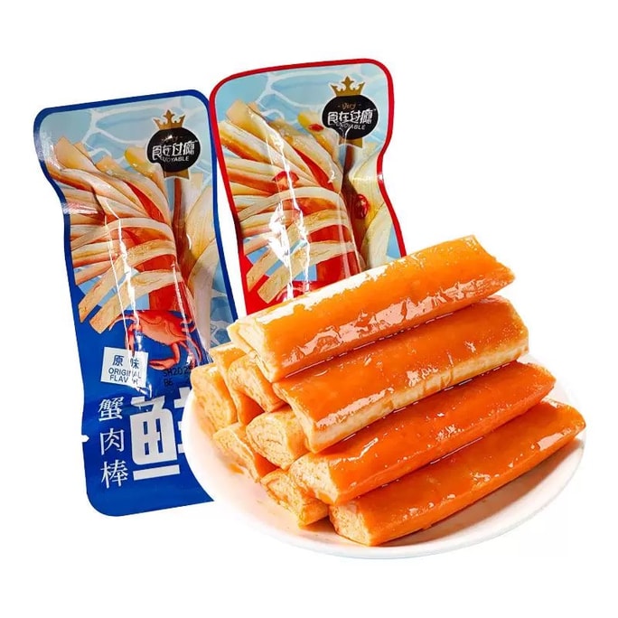 食在過癮 手撕蟹柳原味香辣混合口味 即食零食20g*6包