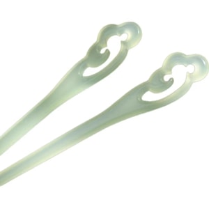 【中國直郵】 晚江亭 仿玉發簪 古風新中式簪子旗袍漢服盤發-綠色18cm 一對|*預計到達時間3-4週