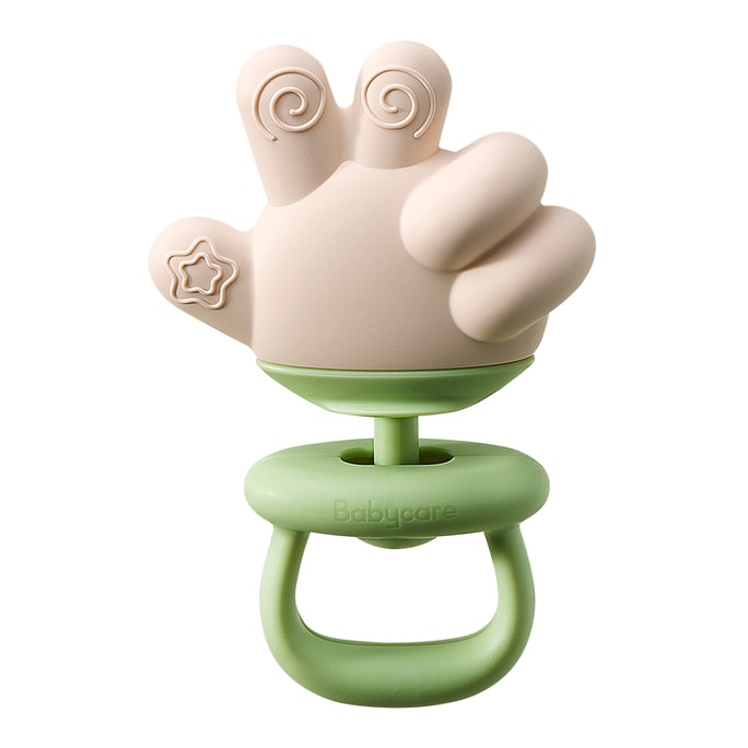 Baby Teether Food Grade Silicone Teething Toy Finger-Shaped Rattle Soothing Teether For 0-6 Months Green Color