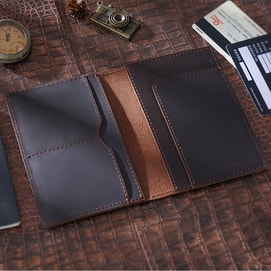 【中國直郵】 HSPM 新款復古手工護照夾證件夾登機卡證件夾 1個裝 咖色 F