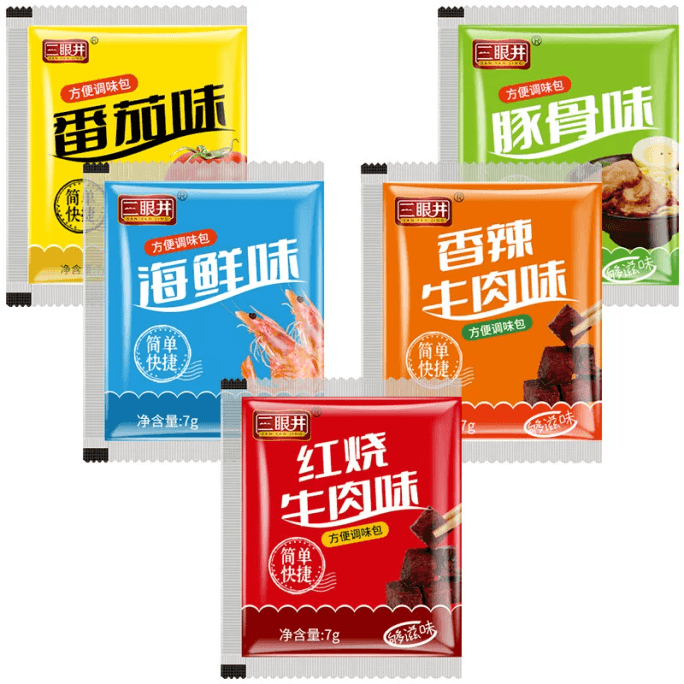 Instant noodle seasoning pack; 5 flavors; 7 grams * 50 packs
