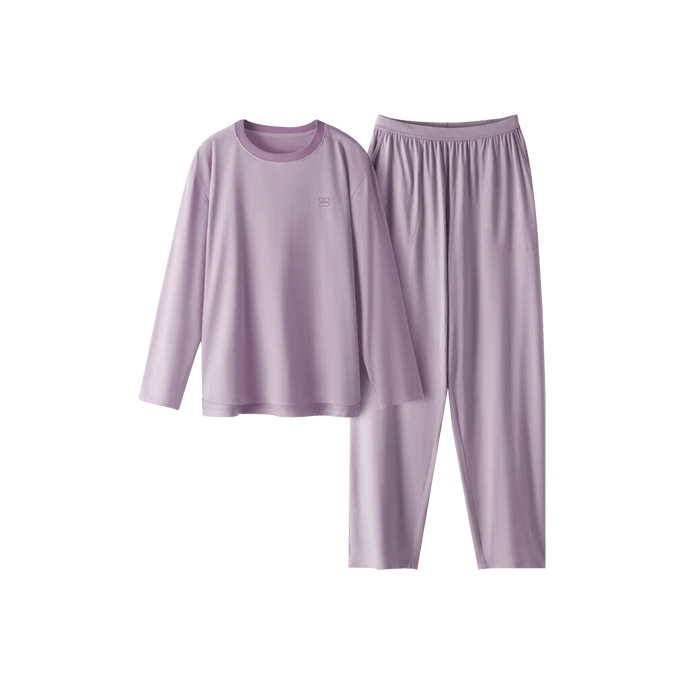 BANANAIN蕉內 女士棉睡衣 圓領家居服套裝 長袖純棉睡衣睡褲 301S 粉紅紫 XL碼