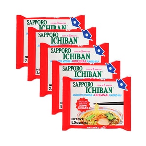SAPPORO Ichiban Japanese Style Noodles Original Flavored-Soup 5 Packs