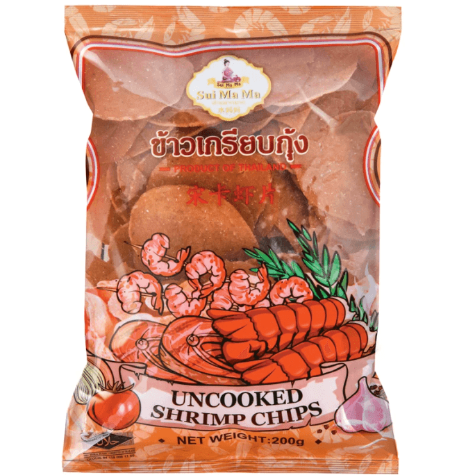 【中国直送】タイウォーターママソンクラーシュリンプチップス 赤い袋で揚げたガーリックシュリンプチップス 自家製 濃厚なエビ風味 タピオカチップス 200g×1袋