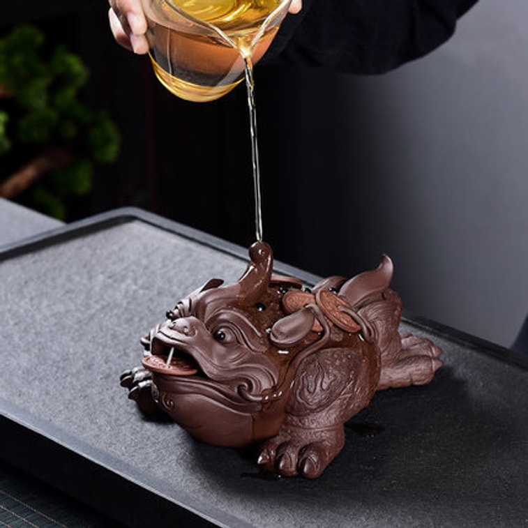 【中國直郵】福藝 新品 紫砂大金蟾茶寵 茶桌三足金蟾蜍擺件 3