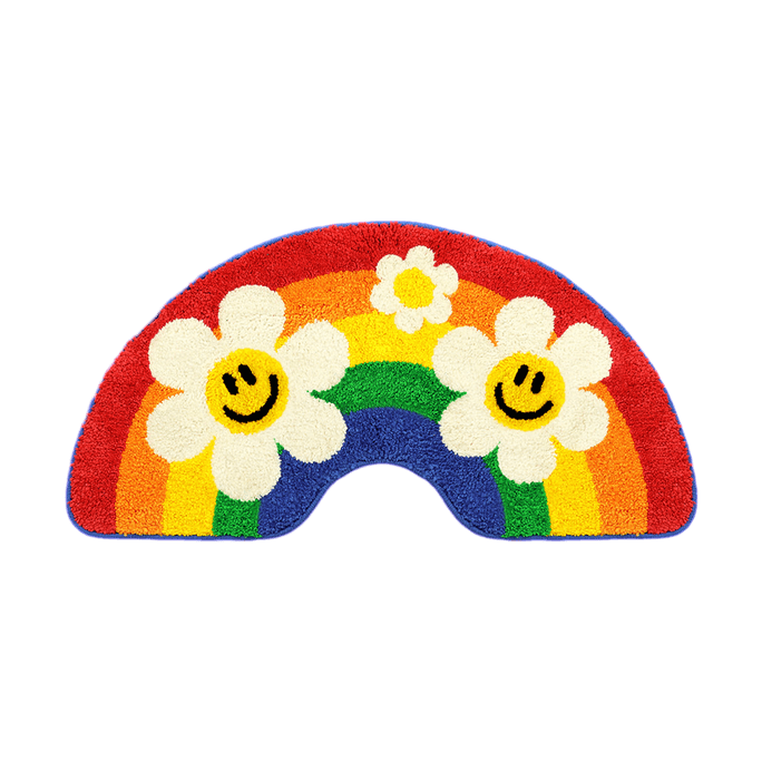 Loop Pile Mat Bath Mat Smiling Rainbow, 33.46 × 16.93"