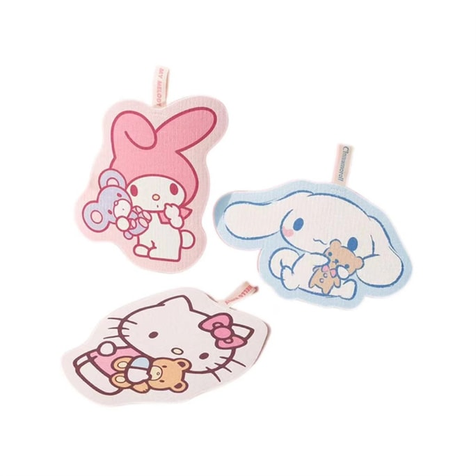 【中國直郵】 Marsica 三麗鷗木漿洗碗海綿擦 百潔抹布/乾濕兩用/清潔神器/魔力擦-3個裝*|預計到達時間3-4週