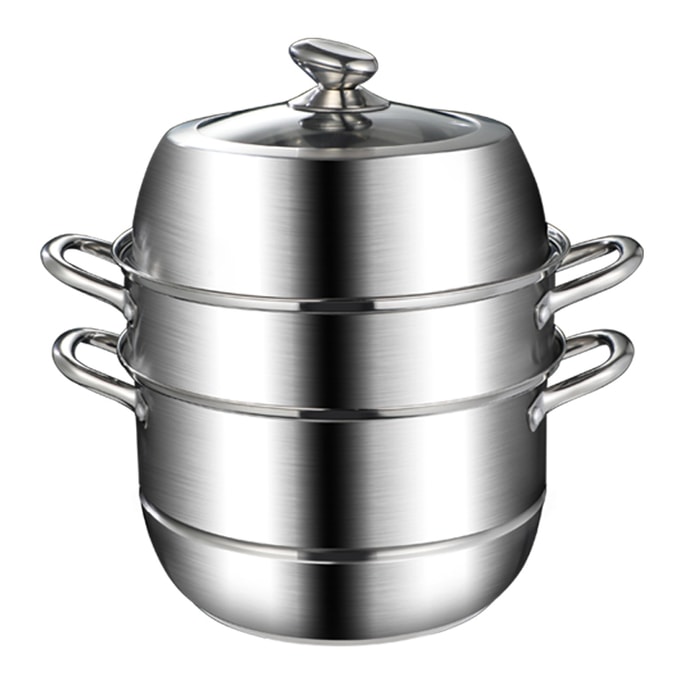 Thickened Stainless Steel Three-layer Multi-purpose Steamer Soup Pot 34CM 1Piece