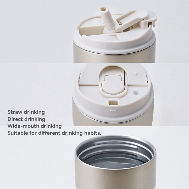 OLAYKS [Endorsed by Hou Minghao & Li Bingbing] 500ml White Coffee Tumbler, 316 Stainless Steel Liner, Hot/Cold Insulated, Straw/Direct Sip, Lanyard 6