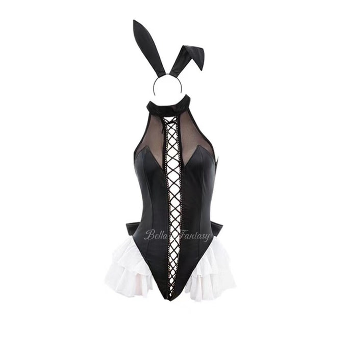 【NEW YORK】Bella’s Fantasy Playboy Bunny Sexy Lace Up Tutu Skirt Costume Lingerie Set Black One size