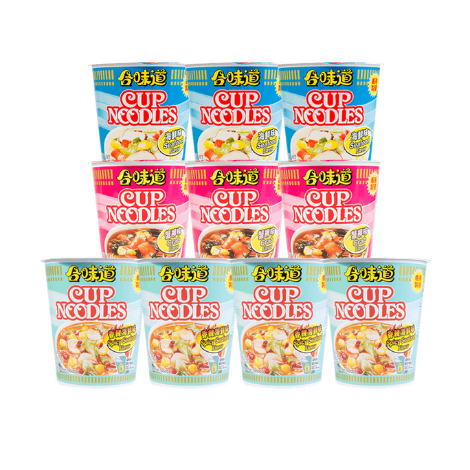 【Value Pack】Japanese Cup Noodles Flavor Assortment - Seafood, Spicy Seafood & Crab Flavor Instant Noodles, 10 Cups* 2.64