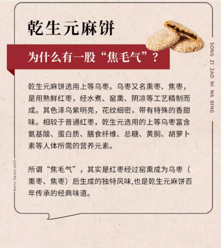 【中国直邮】 乾生元 松仁枣泥麻饼 皮薄馅多 外酥内软 苏州百年非遗手工传统老式糕点 休闲零食 早餐休闲茶点 节日礼品 346g 1盒