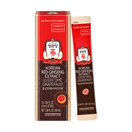 韩国JUNGKWANJANG正官庄 红参提取精华液 韩国红参浓缩液 1000mg 葡萄柚味 10ml*10 包 每日一包 天然补充能量