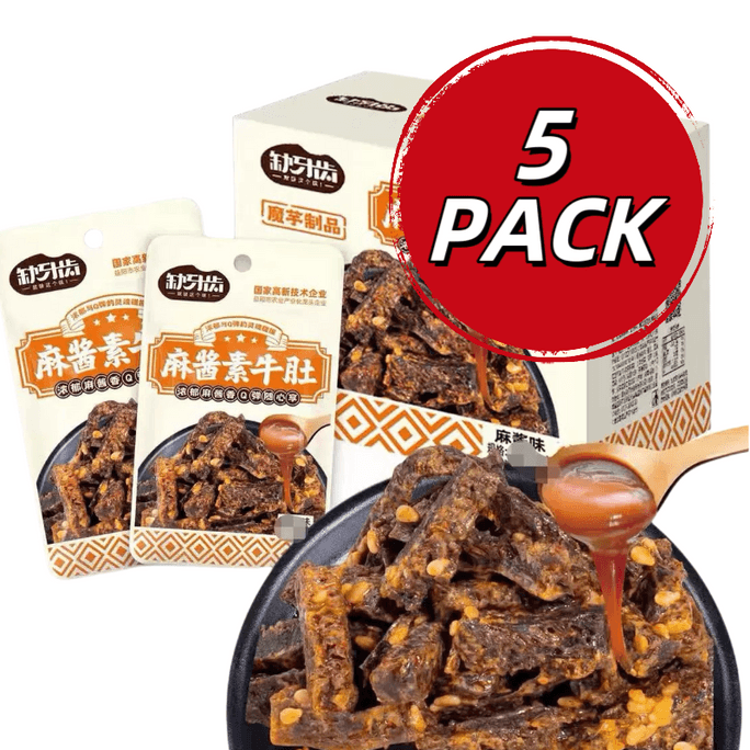 【中国直邮】缺牙齿 麻酱素牛肚 湖南特产素食魔芋 18g*5包