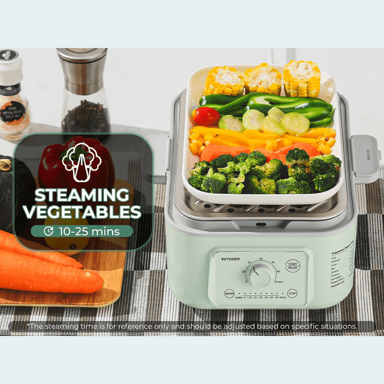 BUYDEEM北鼎 家用多功能电蒸锅 7档蒸煮时间 5L G5246 浅衫绿 【不含陶瓷蒸盘】 3