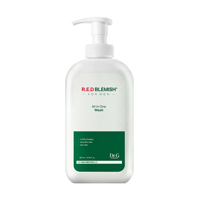 韩国DR.G蒂迩肌 R.E.D BLEMISH FOR MEN 男士全效净肤沐浴洗发露 16.9 fl oz【5-CICA舒缓配方】