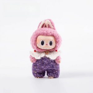 Labubu doll handmade clothes Purple Overalls + Scarf 【Doll clothes】