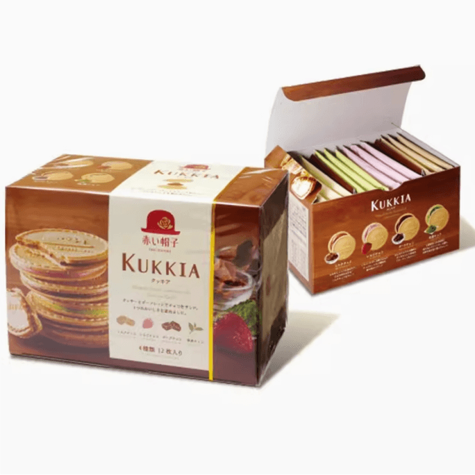 Kukkia Series Chocolate Milk Sandwich Wafer Mix 4 Flavors 12 Pieces/Box