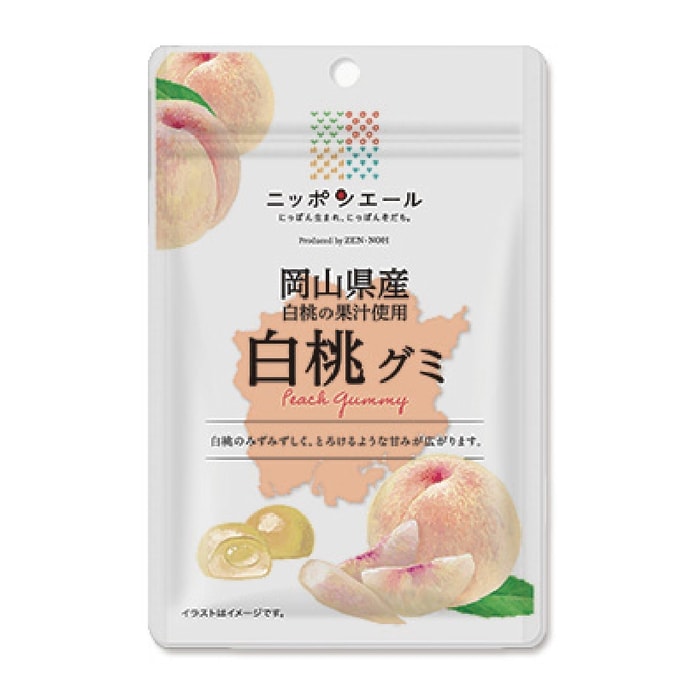 【日本直邮】日本全国农协 各地巡回 纯天然果酱 冈山产白桃果汁爆浆软糖 40g