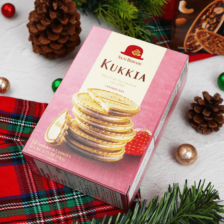 AKAIBOHSHI Kukkia Strawberry Sandwiched Cookie, 10 Piece 2.75 oz
