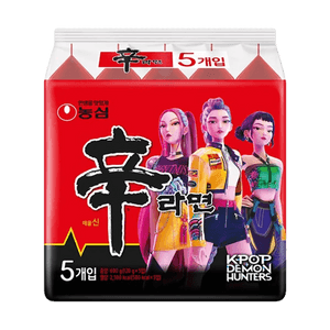 Kpop Demon Hunters プレミアム シン オリジナル ラーメン ヌードルスープ - 韓国風スパイシー味ラーメン 5袋 21.1オンス【韓国版】