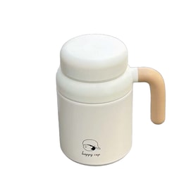 【中国直邮】 HSPM 新款高颜值大容量便携式不锈钢保温杯 白色木手柄办公杯1000ml