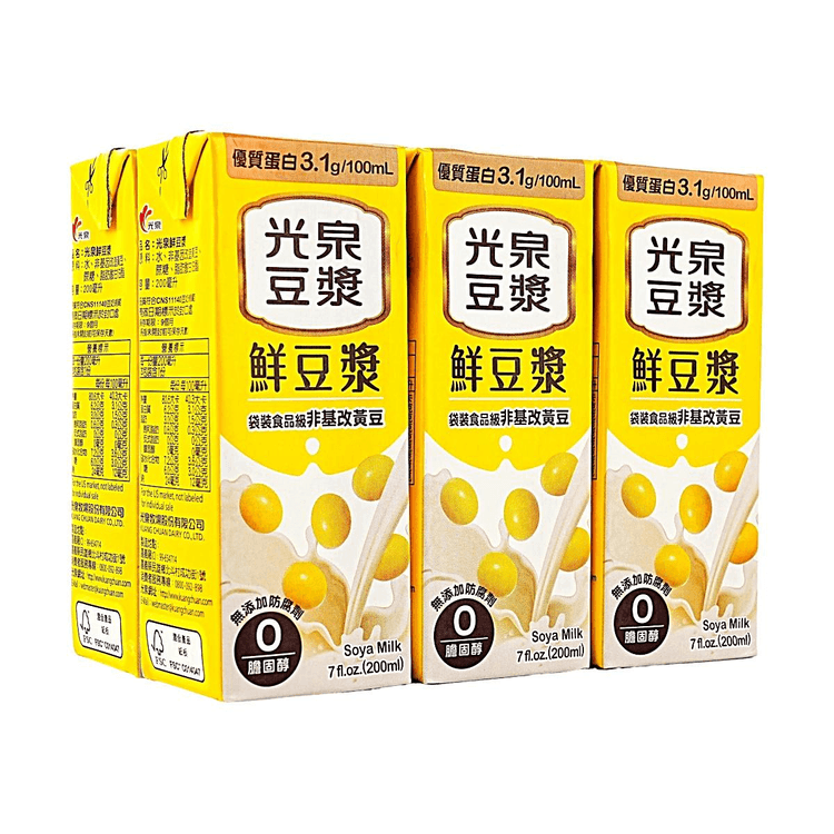 KUANG QUAN Soy Milk 7 fl oz*6packs【3.1g/ml High-Quality Protein