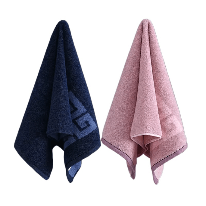Gold Chinese Wind Pure Cotton Towel Thickened Quick-drying Blue Powder 72×35cm*2 Bags