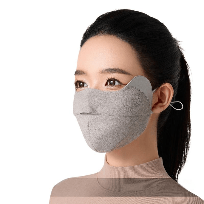 【中国直送】Xia Qin 日焼け止めマスク シルク UVカット レディース フェイスマスク 冬用 暖かさ ライトミストグレー ソフトエッジ 23.5*13.5cm