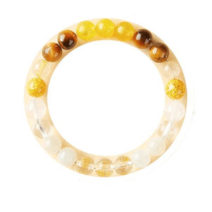 【中国直邮】 普陀山 五行手串女款补缺玛瑙手链 补缺金土白黄财神款8mm