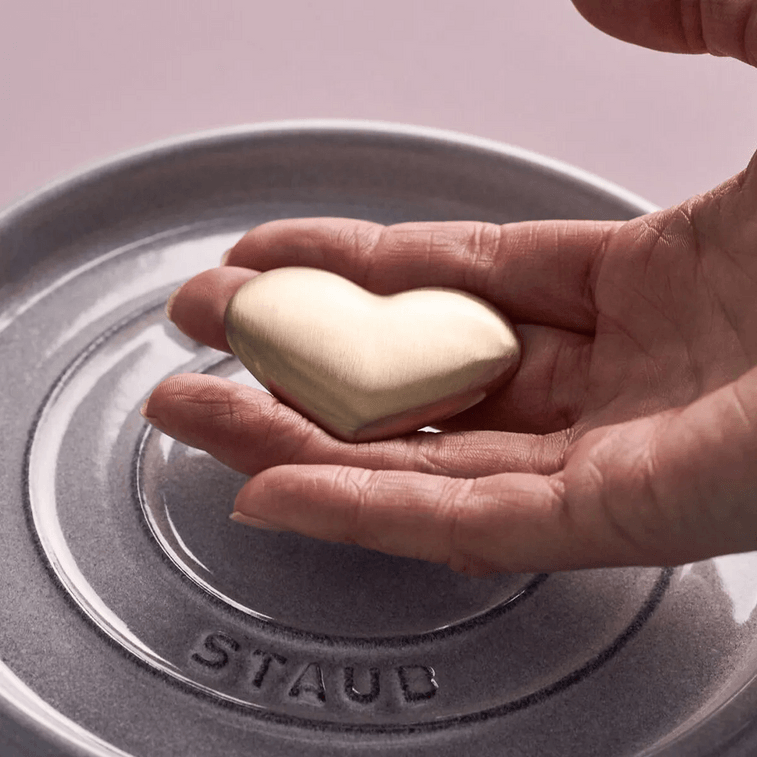 [Yami Exclusive] Round Dutch Oven Enamel-Coated Cast-Iron Citron 4QT×1 + Heart Shaped Knob Light Gold 1 pcs×1 5