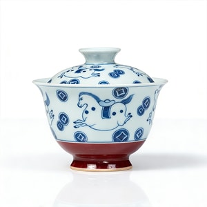 Ma Shang You Qian Blue-and-White & Xuande Red Two-Piece Gaiwan 125ml