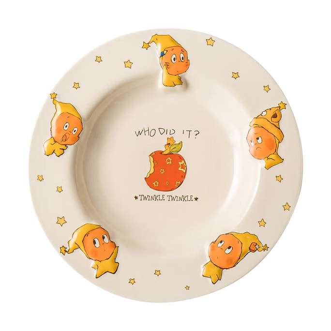 川岛屋 星星人 浮雕深盘子 陶瓷餐具 苹果款 8.25"