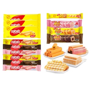 【中国直邮】 印度尼西亚 nabati 丽芝士威化组合【全家福 奶酪威化+玉米棒+芝心棒 21根】印尼进口混合口味威化饼干酥脆零食 200g
