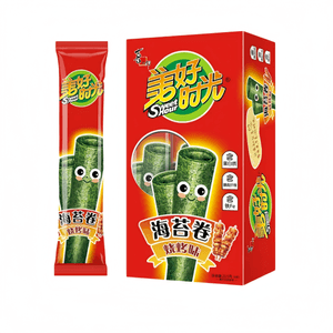 Delicious Moments Seaweed Rolls Crispy Sea Flavor Kids Snack Nutritious Ready-to-Eat Seaweed 20.5g (Barbecue Flavor) 1 Box (Contains 8 Rolls)