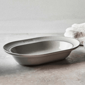STAUB Ceramic Dinnerware 10-inch Oval Serving Dish 10-inch / White Truffle