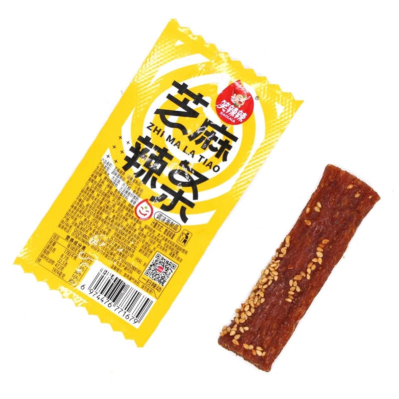 【中国直邮】 笑辣辣 芝麻辣条小包装面筋休闲食品怀旧校园辣棒麻辣解馋小吃零食 15g*5条
