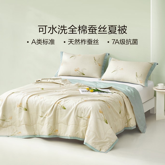 BloomScape Washable Silk Summer Comforter - Organic Cotton & Mulberry Silk Collection Full/150*215