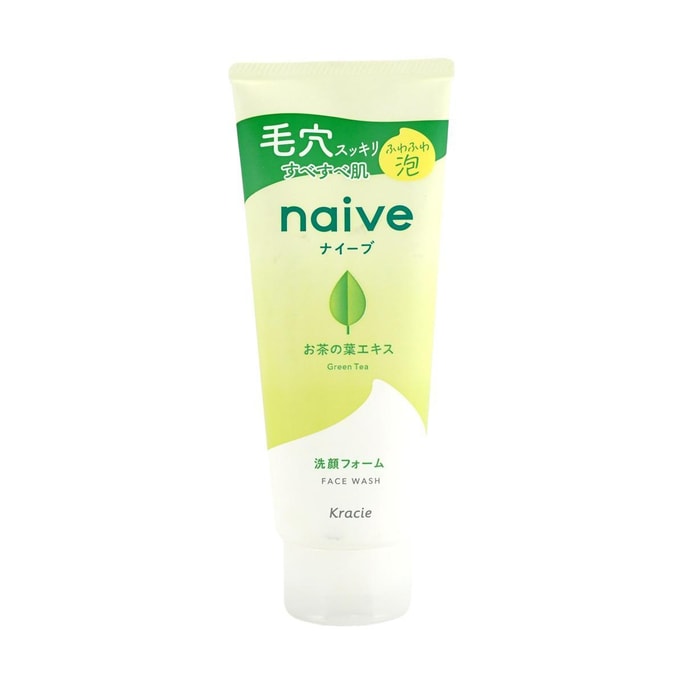 日本KRACIE NAIVE 纯天然植物性泡沫洗面奶 绿茶 130g