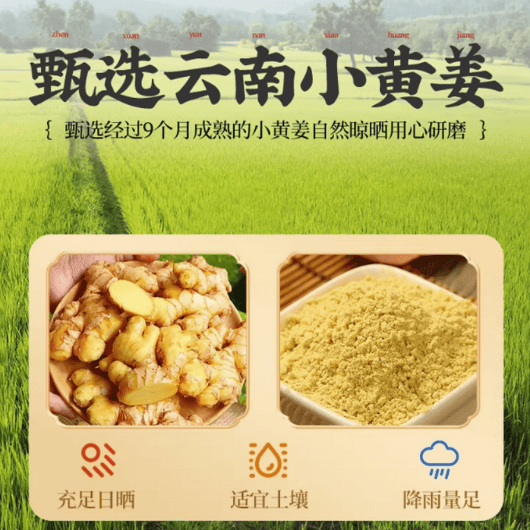 [중국 직배송] 윈산반 윈난 유기농 소황생강 가루, 순수 식용 생강 가루, 200g*1캔 3